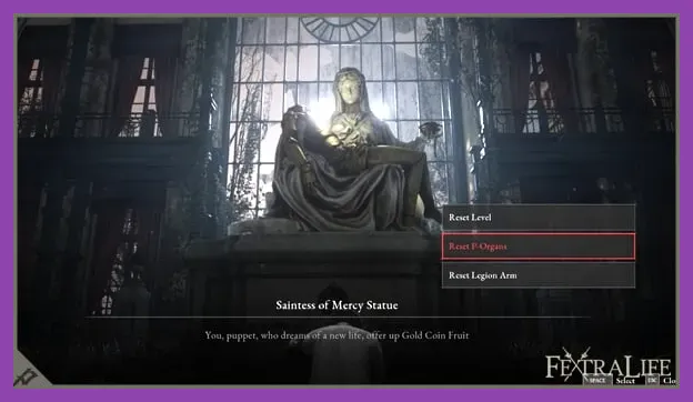 Saintess of Mercy statue respec menu