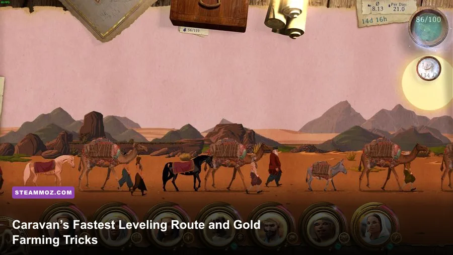 Caravan game caravan traveling across a desert map