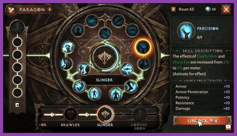 Diablo Immortal paragon trees configuration