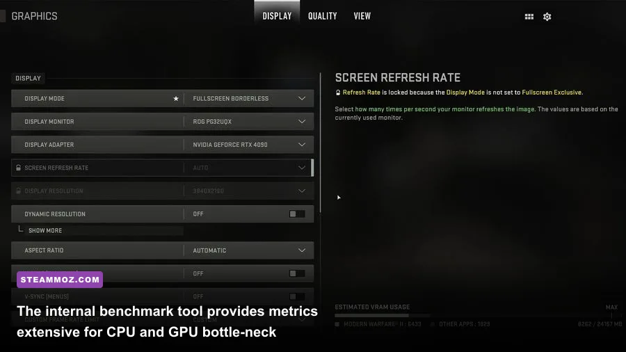 Call of Duty Modern Warfare 2 built-in PC benchmark performance metrics