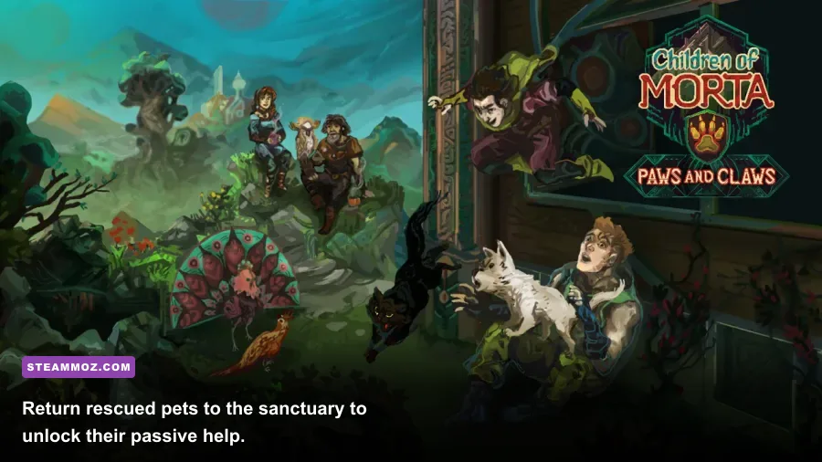 Children of Morta Paws and Claws pet sanctuary with rescued animals
