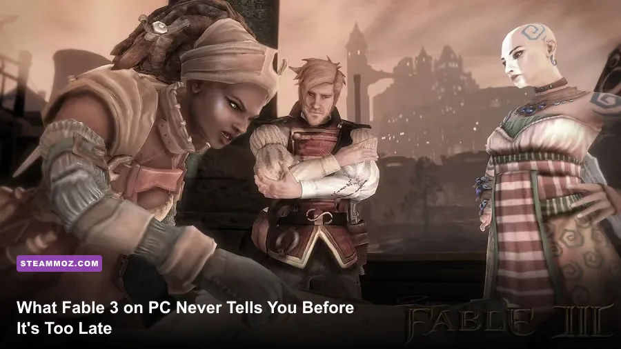 The Hero of Brightwall standing in Albion ready for battle in Fable 3 PC