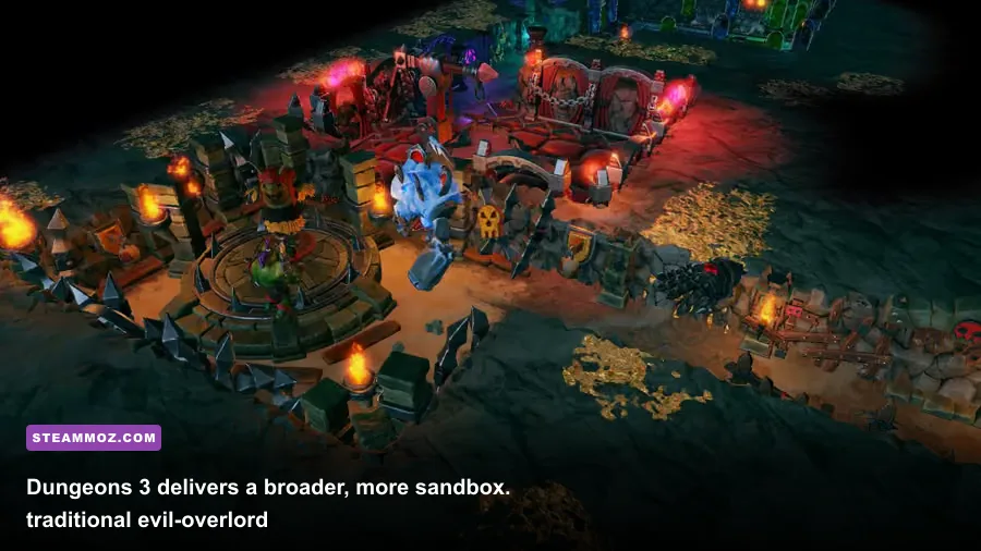 Dungeons 3 dungeon construction view showing rooms traps and minions