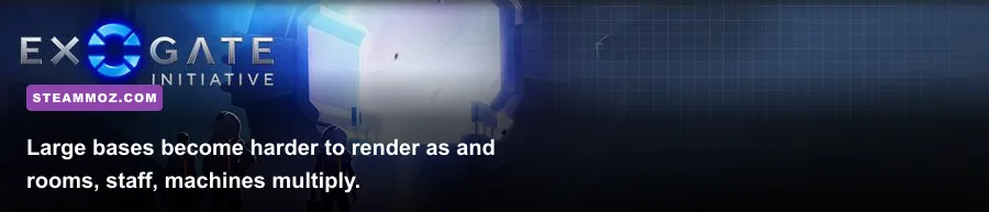 Exogate Initiative underground base corridors filled with rooms and staff