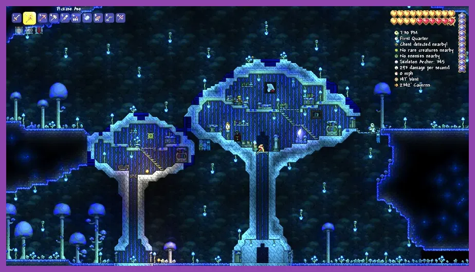Terraria underground exploration and mining