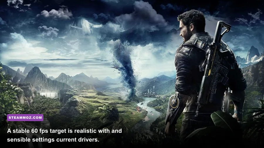 Just Cause 4 running on a gaming PC at 1080p during open-world gameplay