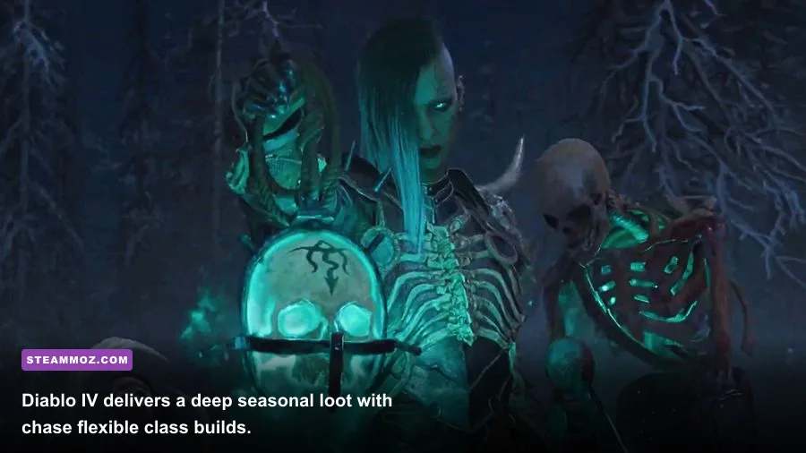 Diablo IV Necromancer fighting demons in a dungeon