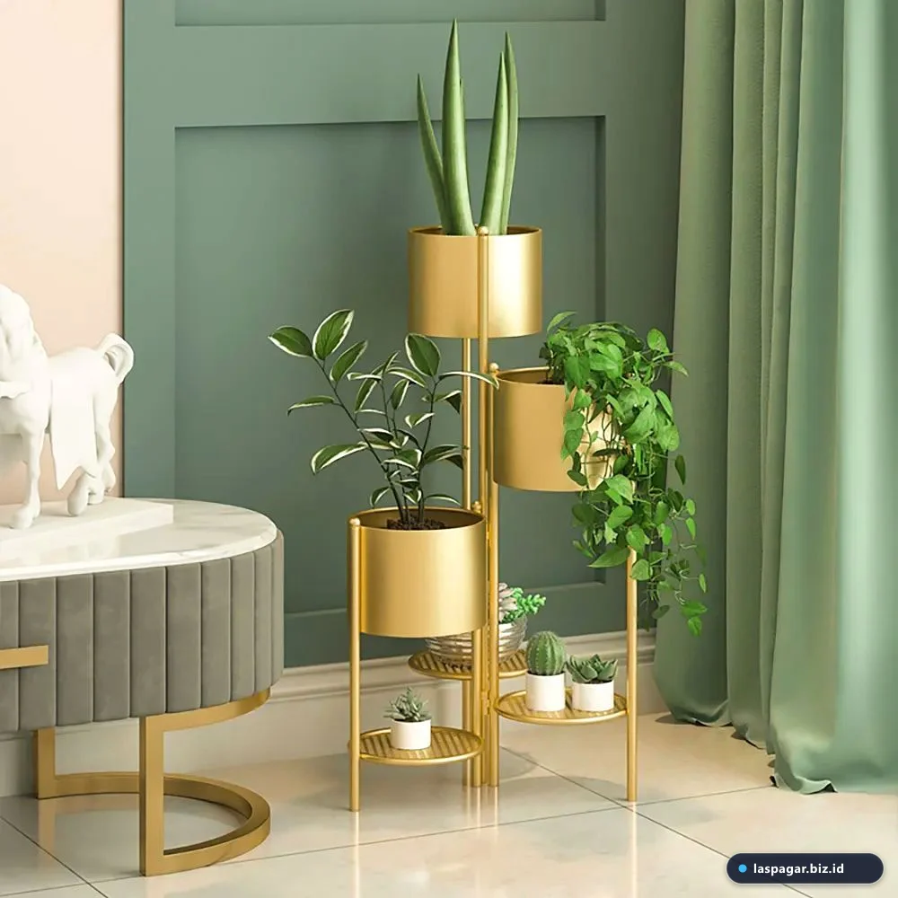 ragam model standing pot bunga besi minimalis teras indoor