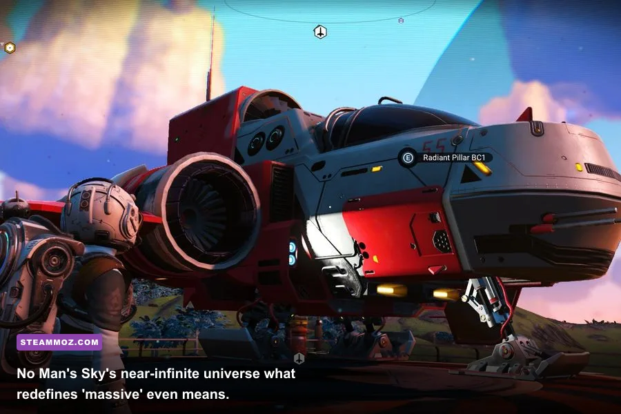 No Man's Sky procedurally generated alien planet with starship