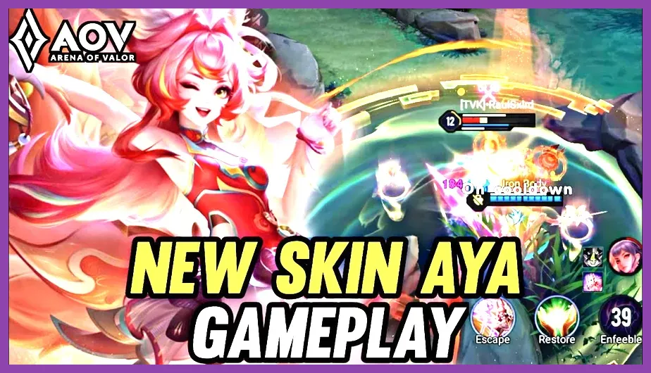 Aaya attached to a hypercarry jungle hero in Arena of Valor teamfight