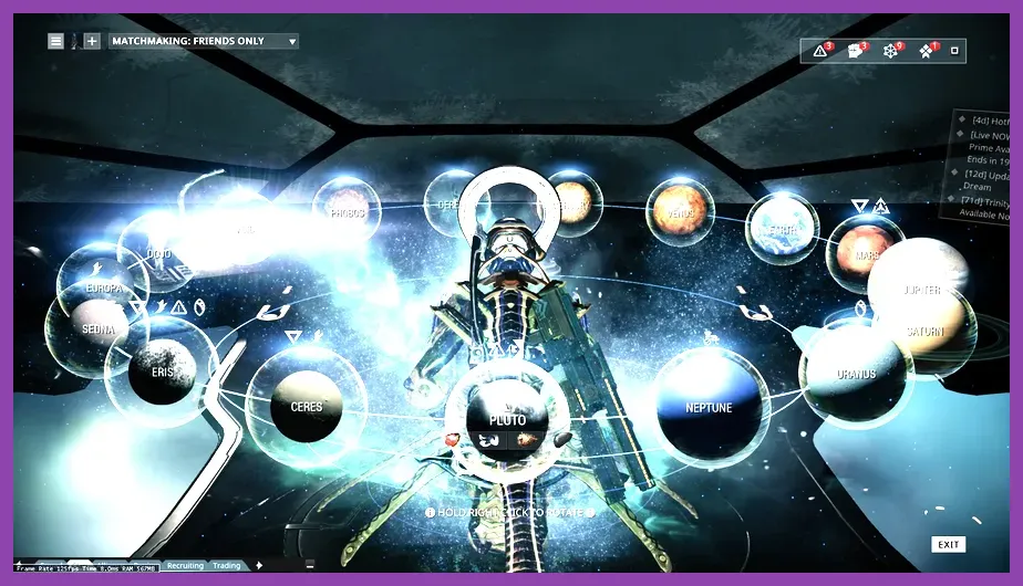 Warframe Star Chart showing planets and Junction progression