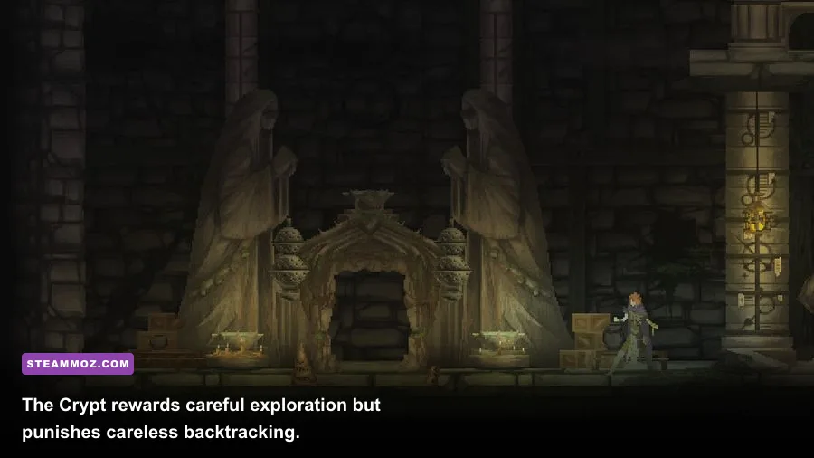 Dark Devotion Crypt area with gothic stone corridors