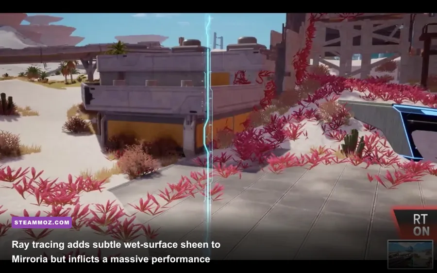 Ray tracing reflections enabled in Tower of Fantasy cyberpunk district