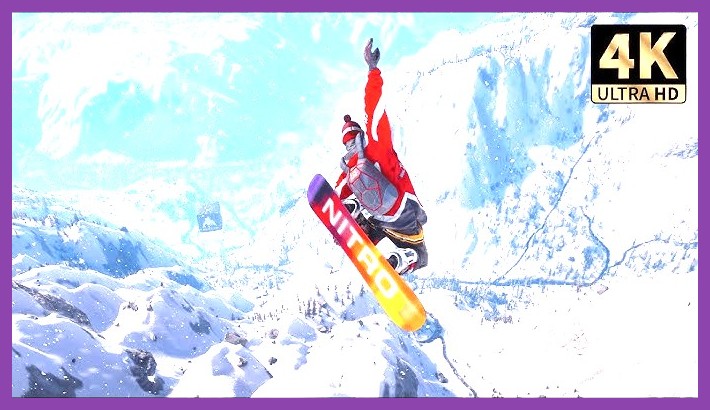 Snowboarder pulling an intense trick off a jump in Riders Republic