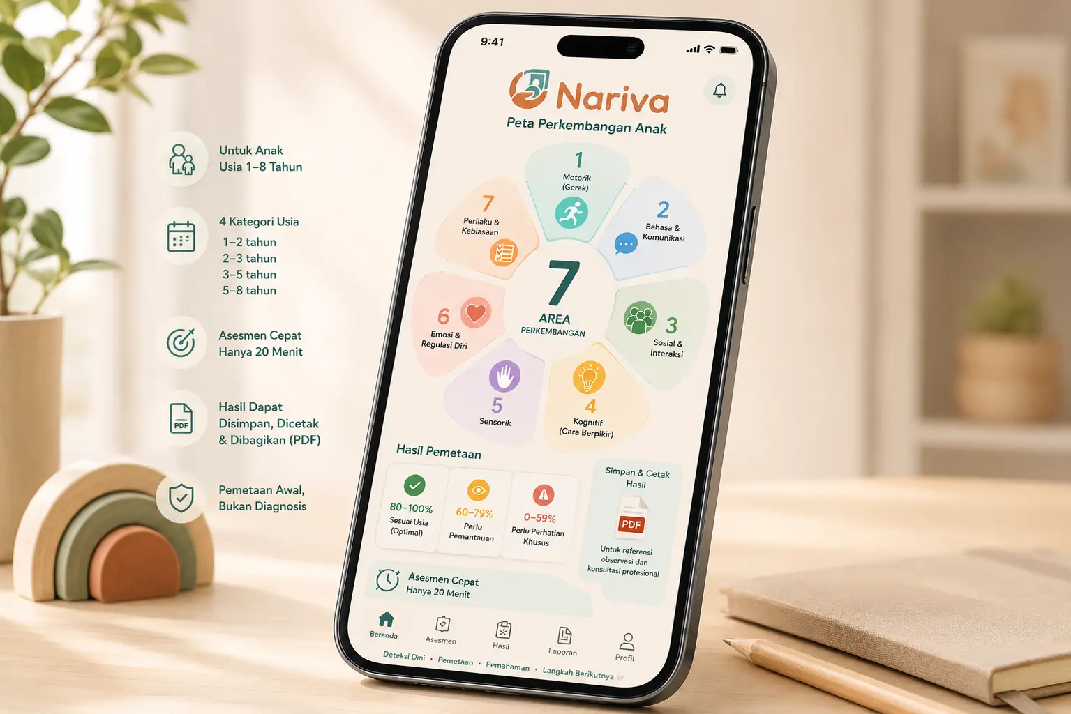 Tampilan asesmen NARIVA di perangkat mobile