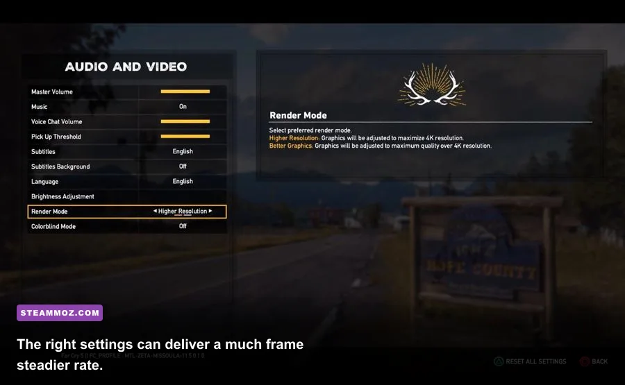 Far Cry 5 PC graphics settings menu showing performance options