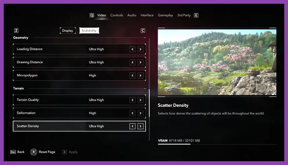 Assassin's Creed Shadows graphics settings configuration menu