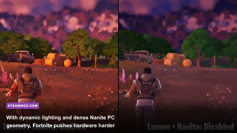 Lush terrain and realistic lighting powered by Lumen and Nanite in Fortnite