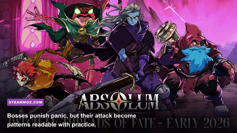 Absolum hero facing a large boss during a Talamh run
