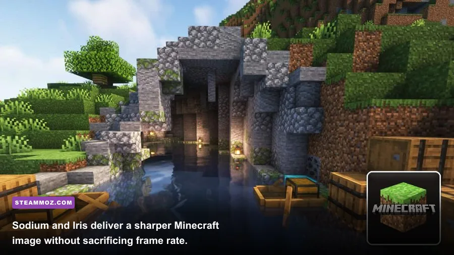 Minecraft Java Edition using Sodium and Iris shaders with improved graphics