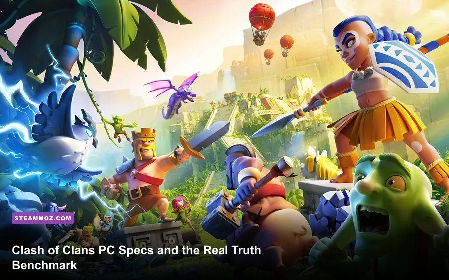 Clash of Clans running natively on PC via Google Play Games showing village view