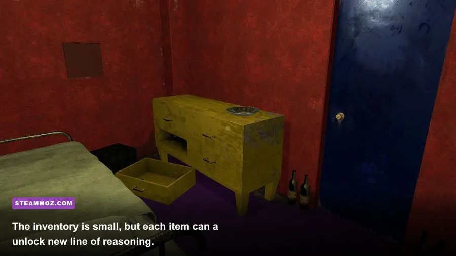 Crimson Room Decade inventory interface with collected puzzle items