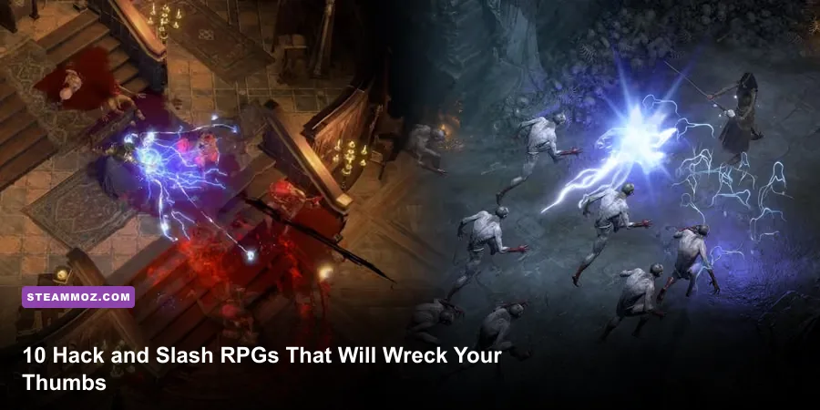 Collage of top hack and slash action RPGs combat scenes