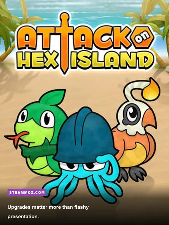 Attack on Hex Island upgrade screen showing island improvements and resources