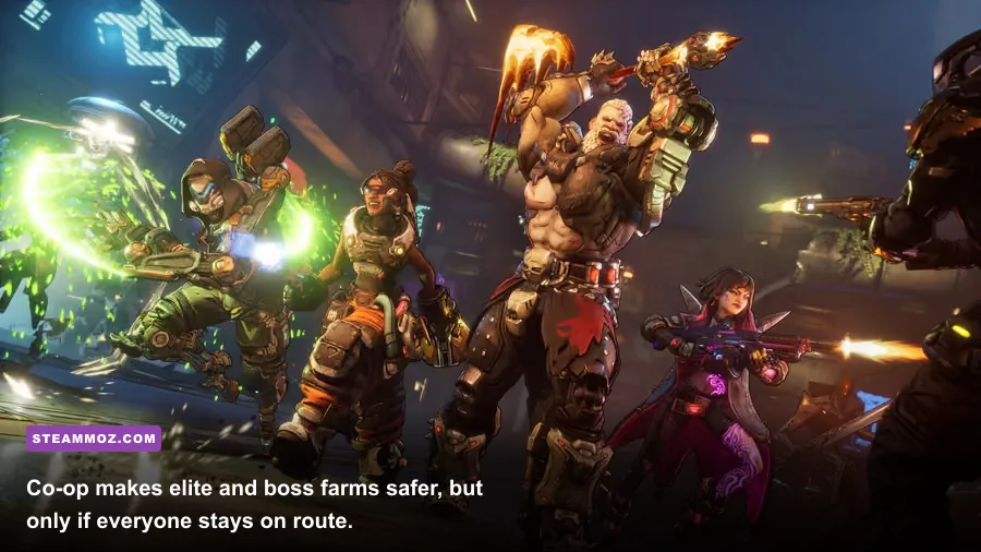 A Borderlands 4 co-op squad clearing enemies on Kairos