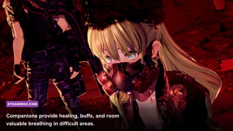 CODE VEIN protagonist fighting alongside Mia in the Ridge of Frozen Souls