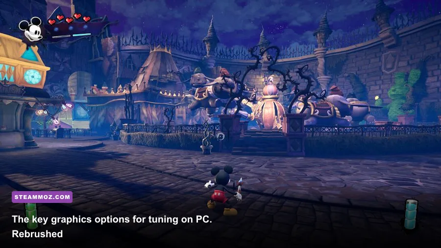 Disney Epic Mickey Rebrushed graphics settings menu on PC