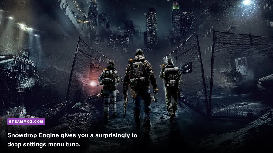 The Division 2 PC graphics options menu with resolution and quality sliders