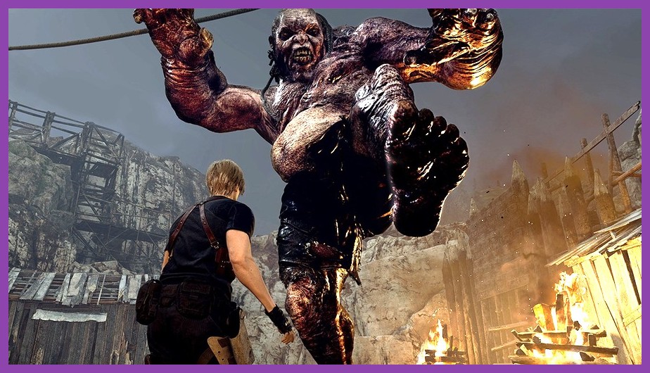 Leon Kennedy in Resident Evil 4 Remake running natively on an iPhone screen