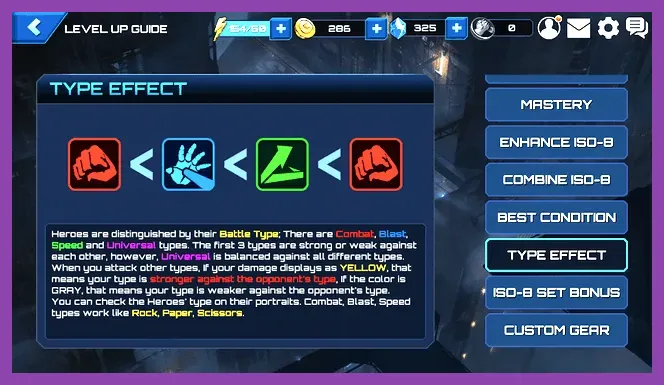 Marvel Future Fight Combat Blast Speed and Universal class types