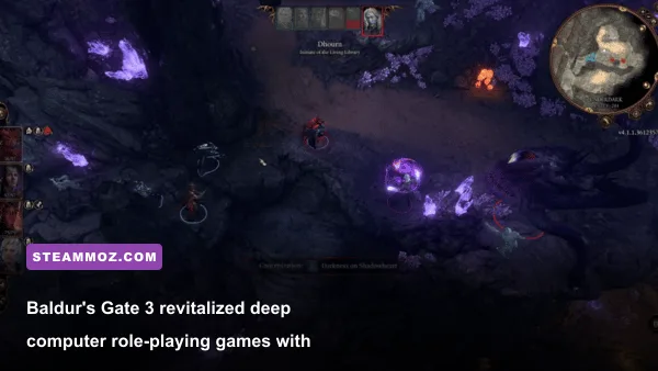 Turn-based tactical combat in Baldur's Gate 3 showing party spellcasting