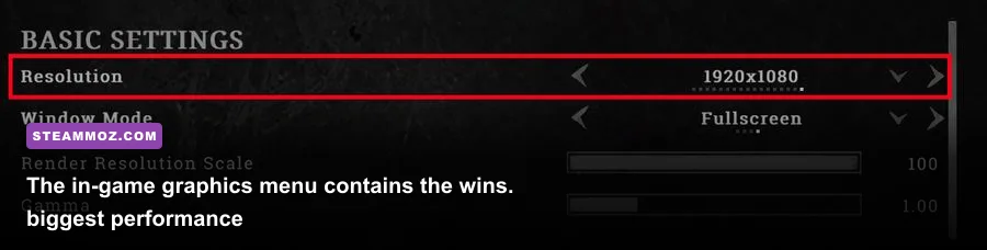 Hunt Showdown 1896 PC graphics settings menu showing performance options