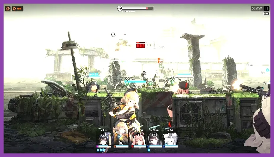 Nikke Goddess of Victory squad in dynamic combat against Raptures