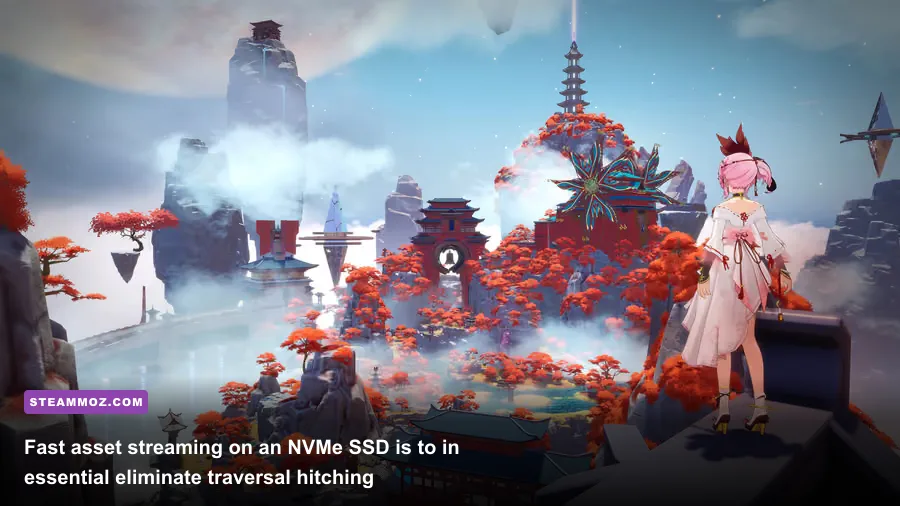 Vast fantasy landscapes of Domain 9 in Tower of Fantasy running smoothly