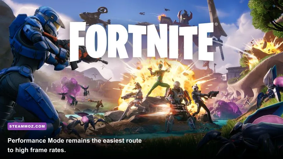 Fortnite PC Performance Mode graphics settings menu showing low latency options