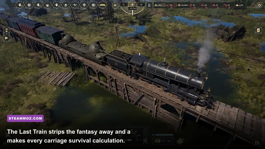 The Last Train post-apocalyptic survivors managing a moving locomotive