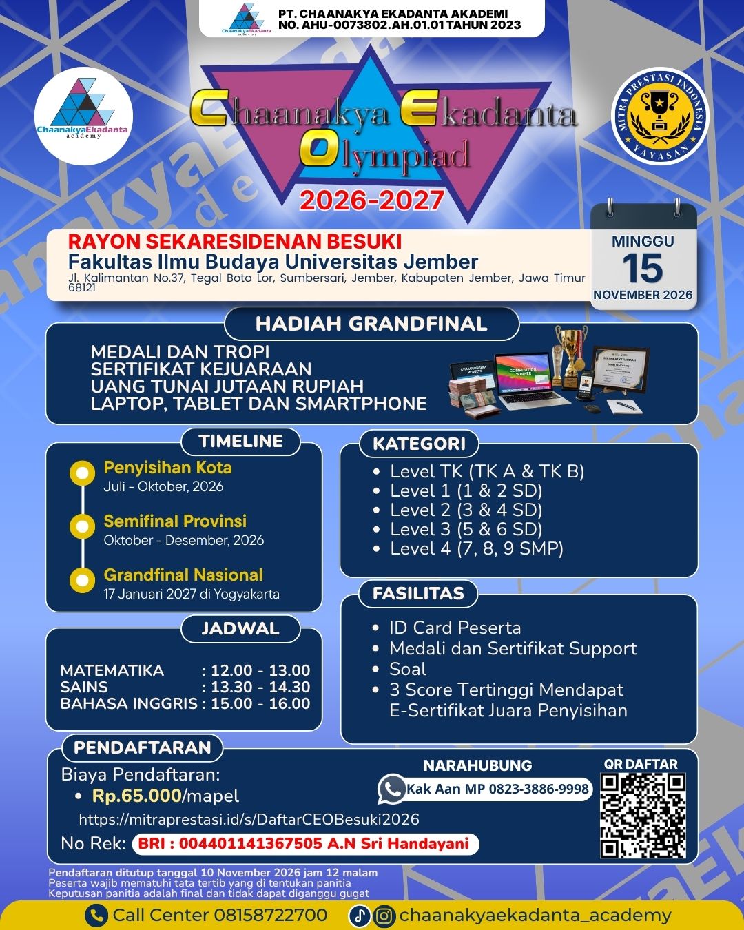 Poster Lomba CHAANAKYA EKADANTA OLYMPIAD