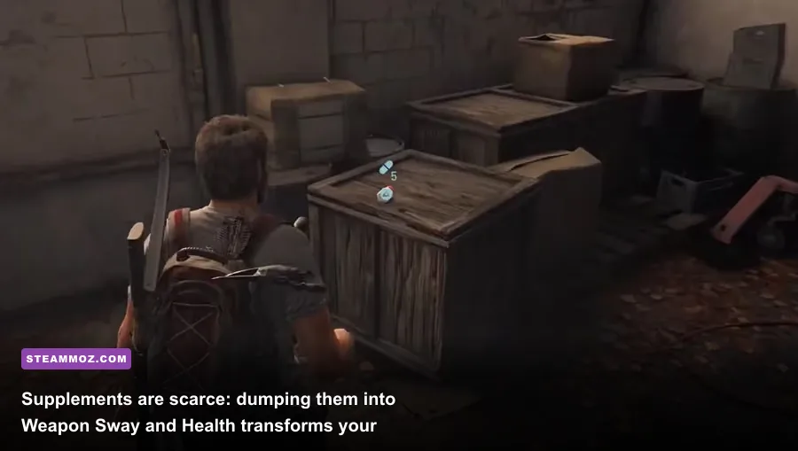 Joel examining the supplement upgrade menu to level up character skills in The Last of Us Part 1