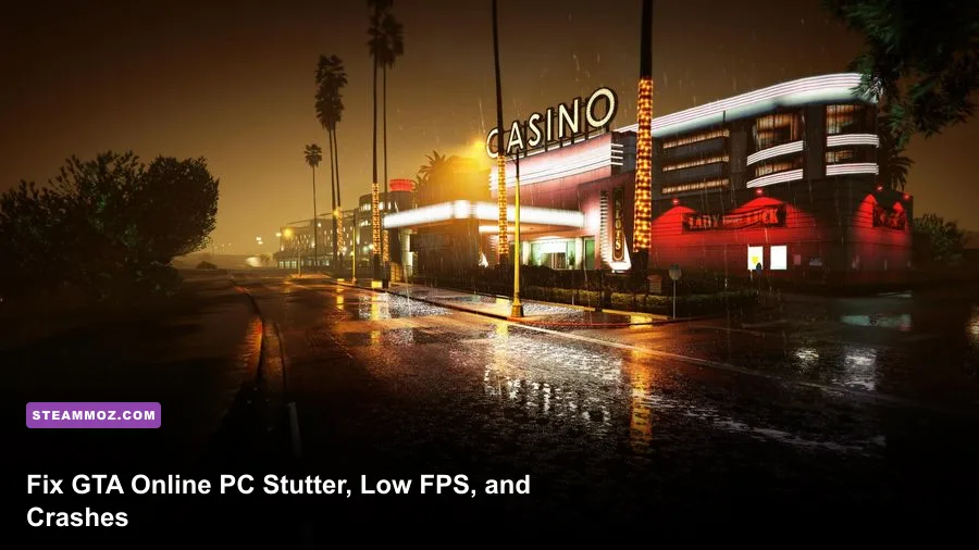 GTA Online PC gameplay showing Los Santos at night in high resolution