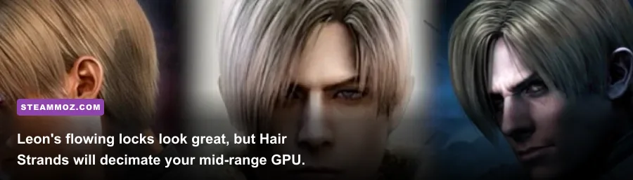 Leon hair strands graphical fidelity comparison in Resident Evil 4 Remake