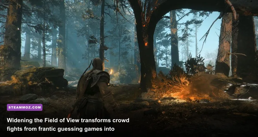God of War PC wide field of view comparison showing peripheral enemies