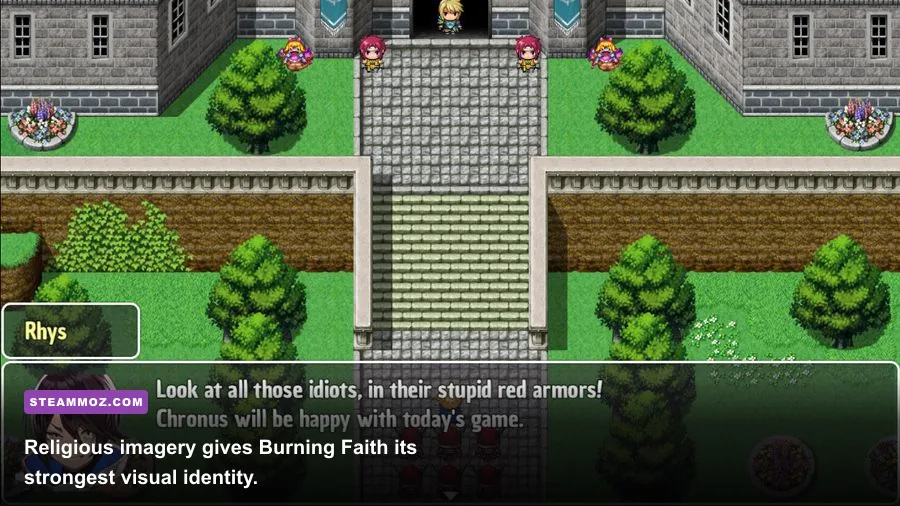 Religious symbols and disturbing environmental details in Burning Faith