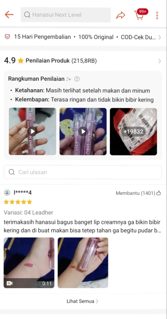ulasan positif dari pembeli pertama