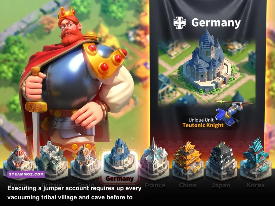 Rise of Kingdoms strategic world map showing scouts uncovering fog, caves, and tribal villages