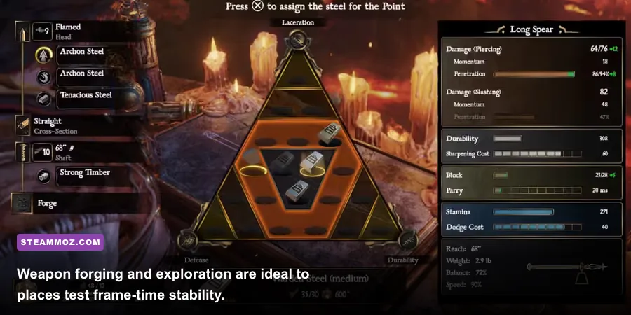Aran de Lira crafting a weapon at the forge in Blades of Fire