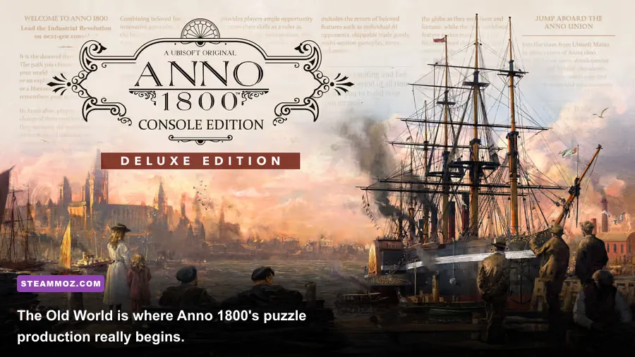Anno 1800 Old World city with farms factories and production chains